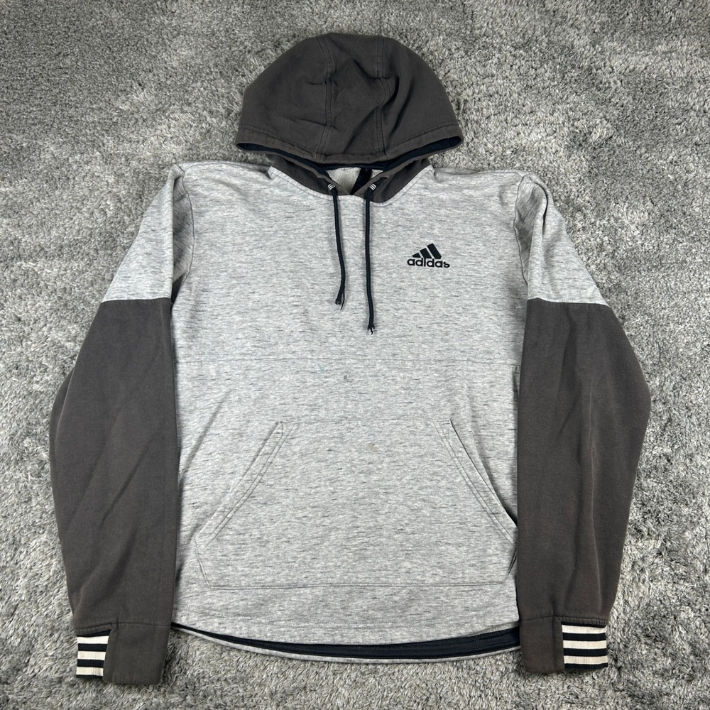 Adidas Hoodie Mens Medium Grey Pullover Sweatshirt Athleisure‎ Active DT4694 Y2k